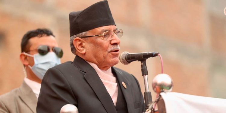 तनहुँ पुगेर प्रधानमन्त्री प्रचण्डले भने : गोविन्द भट्टराईलाई जिताएर पठाउनुस्, मन्त्री बनाउँछु