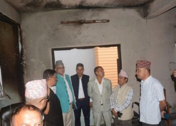 मुख्यमन्त्री पाण्डेद्वारा क्षतिग्रस्त सरकारी कार्यालयको निरीक्षण